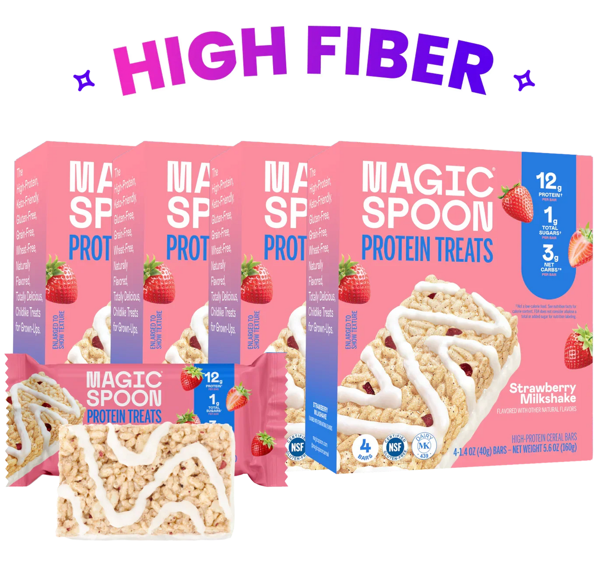 Strawberry Milkshake - 16 Cereal Treats (4 Boxes)